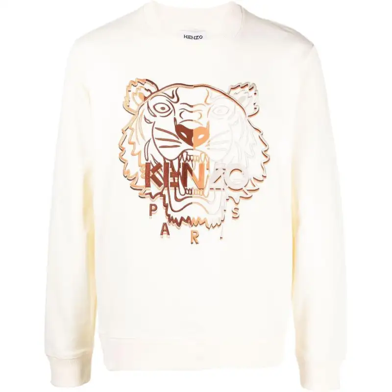 KENZO Sweatshirts Men's White Crew Neck Moderate Heavyweight