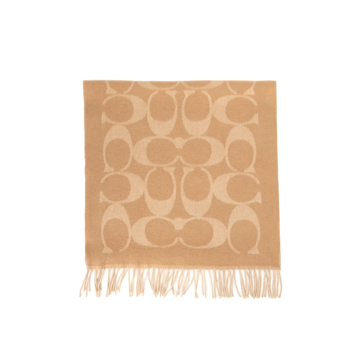 COACH Cashmere Sheep Wool Knit Scarves Unisex Camel