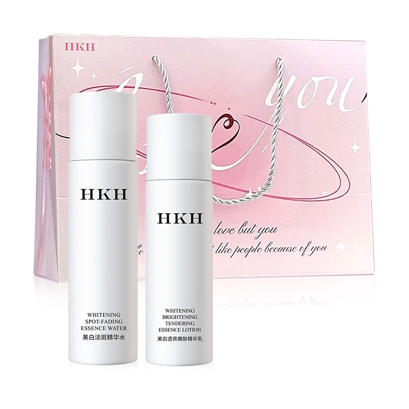 HKH Brightening moisturizing skin care set in gift box, smoothing soothing tonic, wet essence, milk, face mask, cream, shrinks pores, conceals acne, oil sheen control