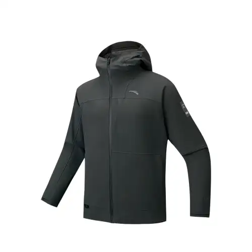 ANTA Variety Training Collection Windbreaker Jackets Men's Smoke Black Gray Hooded Moderate