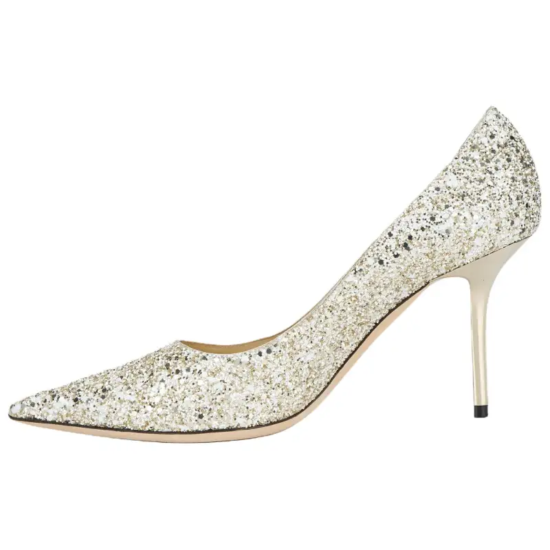 Jimmy Choo LOVE Slim Heel High Heels 8.5cm Women's Light Yellow White
