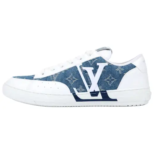 LOUIS VUITTON Charlie Sneakers 'White With Blue Denim Monogram'
