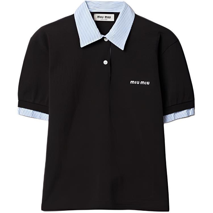 Женская футболка MIU MIU Polo (бело-синяя)