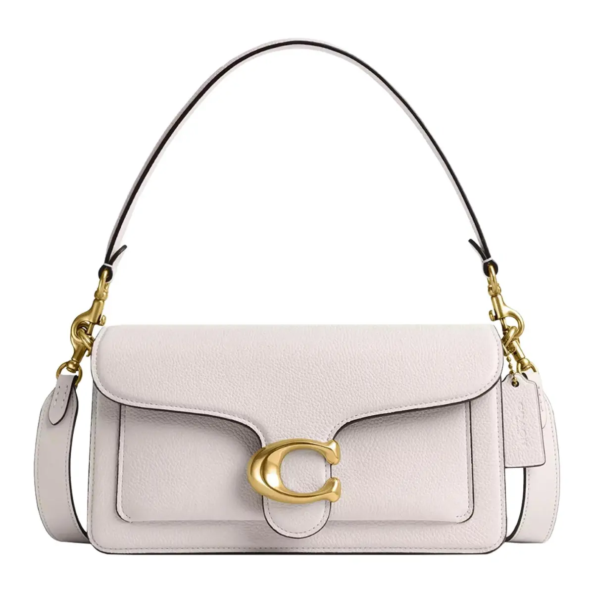 COACH Tabby Pebble Texture Cow Leather Portable Crossbody Bag, Shoulder Bag Medium Women's White