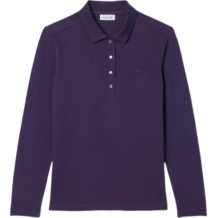 Женская футболка LACOSTE Long Sleeve Polo (темно-синяя) — фото 6
