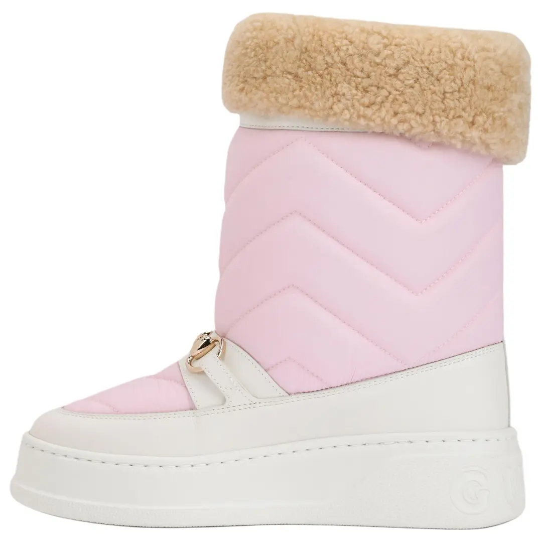 GUCCI Interlocking Leather Ankle Boots Women's Pink