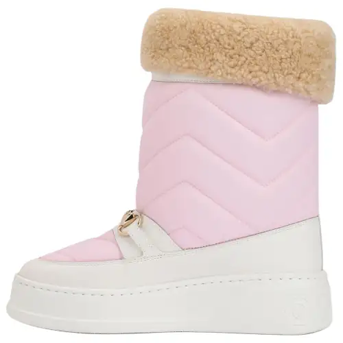 GUCCI Interlocking Leather Ankle Boots Women's Pink