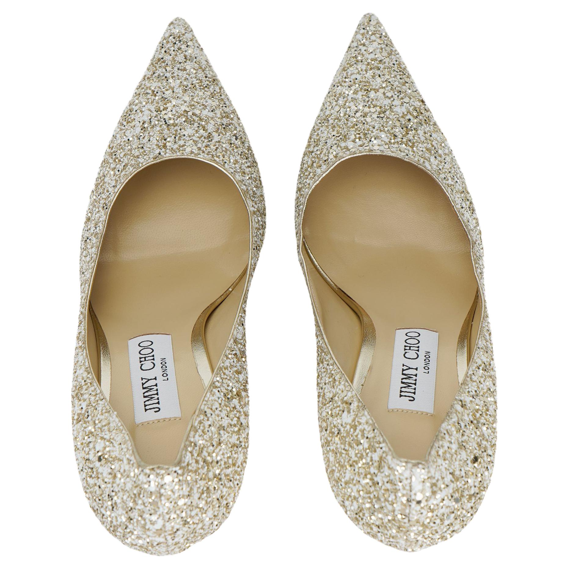Jimmy Choo LOVE Slim Heel High Heels 8.5cm Women's Light Yellow White