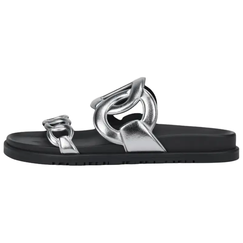 HERMES Extra Stylish Sandal Women's Black Silver