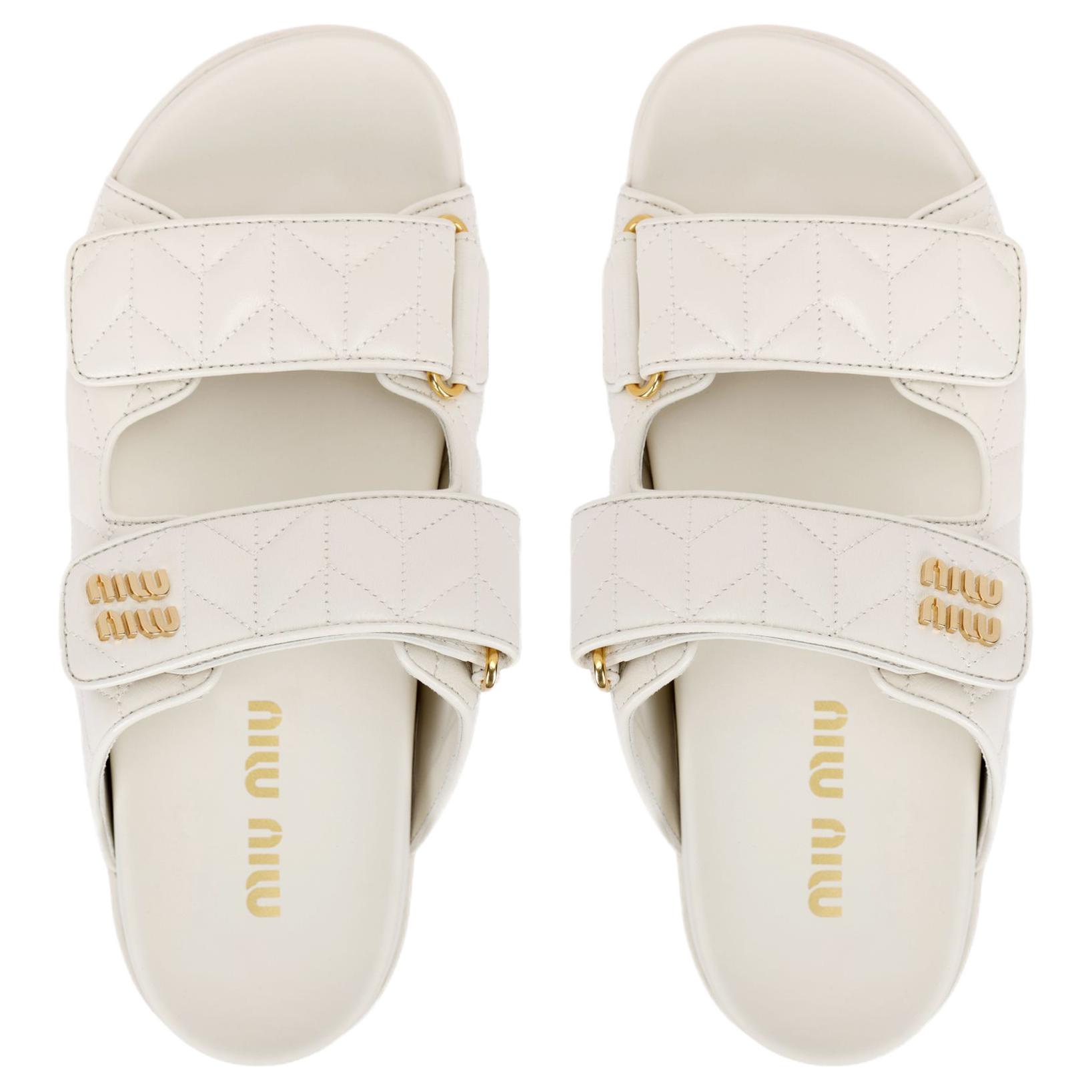 MIU MIU Slide Slippers Women's White
