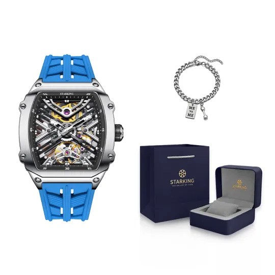 STARKING Steel Core Collection Mechanical Movement Silicone Strap Watch Men's Watches Black Dial