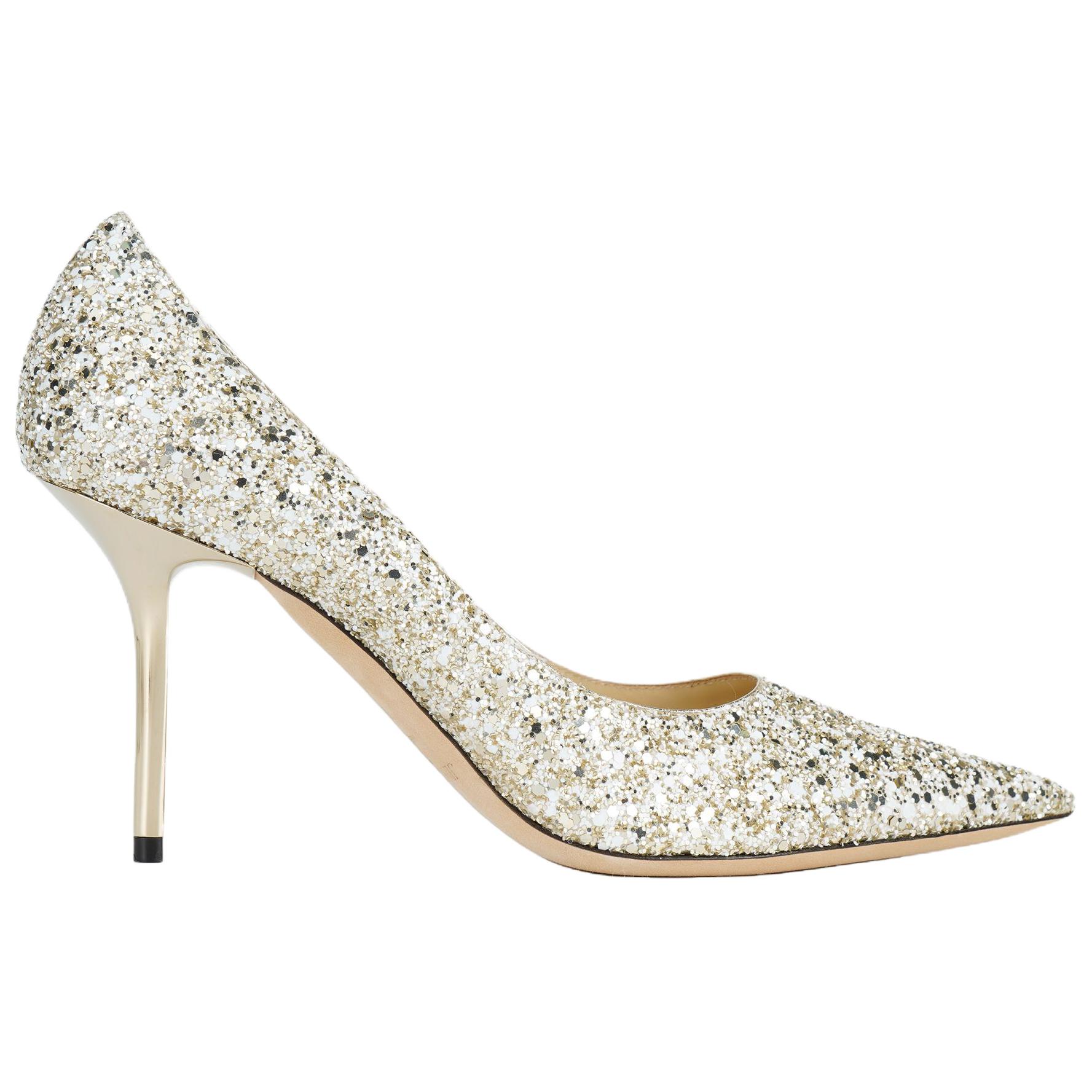 Jimmy Choo LOVE Slim Heel High Heels 8.5cm Women's Light Yellow White