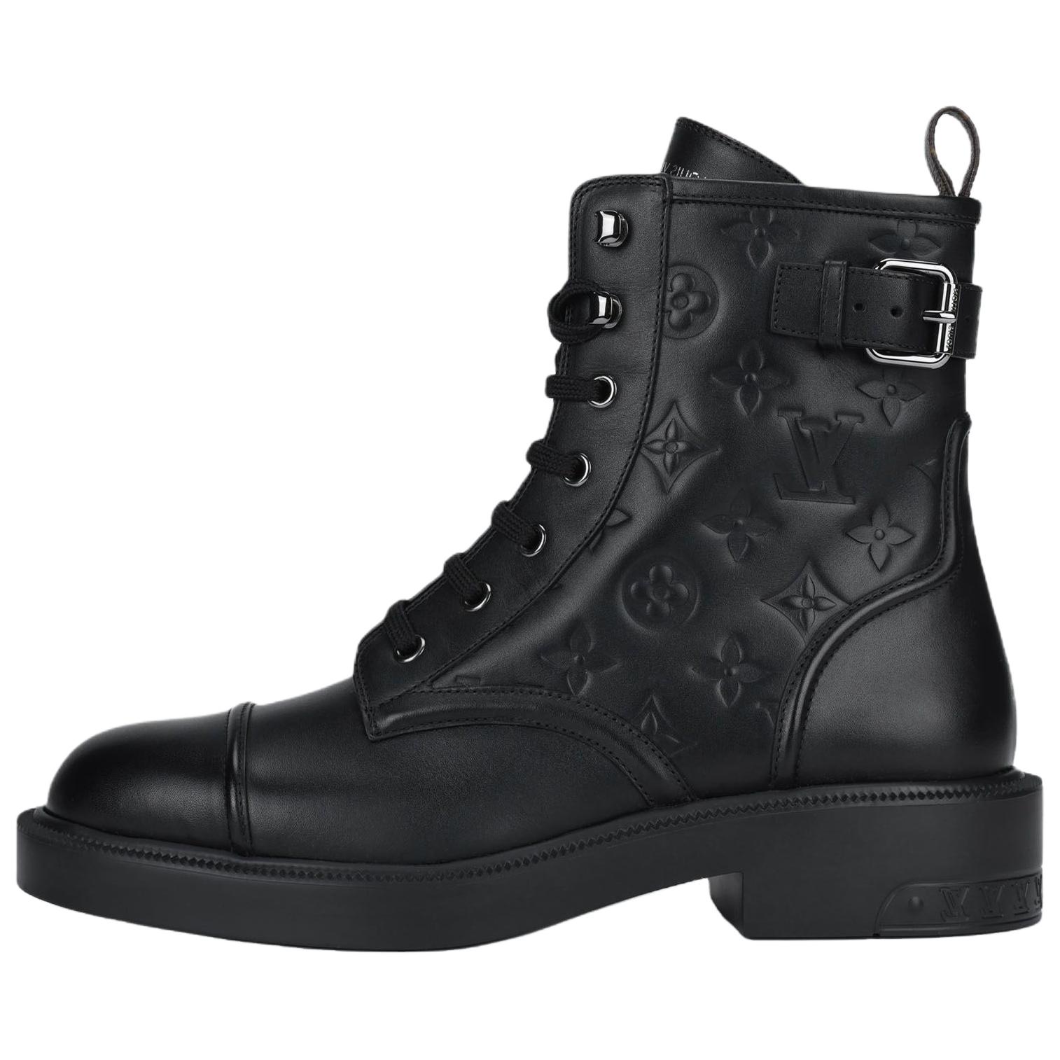 LOUIS VUITTON Citizen Calfskin Short Combat Boots Women's Black