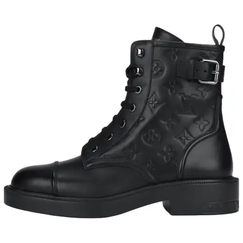 LOUIS VUITTON Citizen Calfskin Short Combat Boots Women's Black