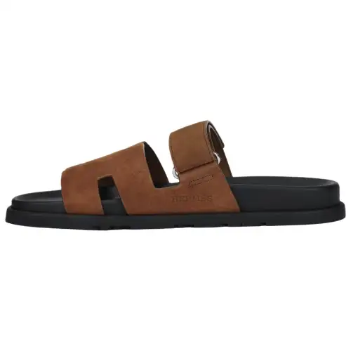 HERMES Chypre Quiet Slide Slippers Men's Umber