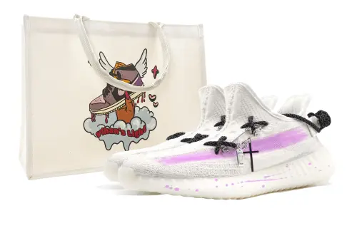 Adidas Originals Yeezy Boost 350 V2 Low top Casual Shoes Unisex White Purple
