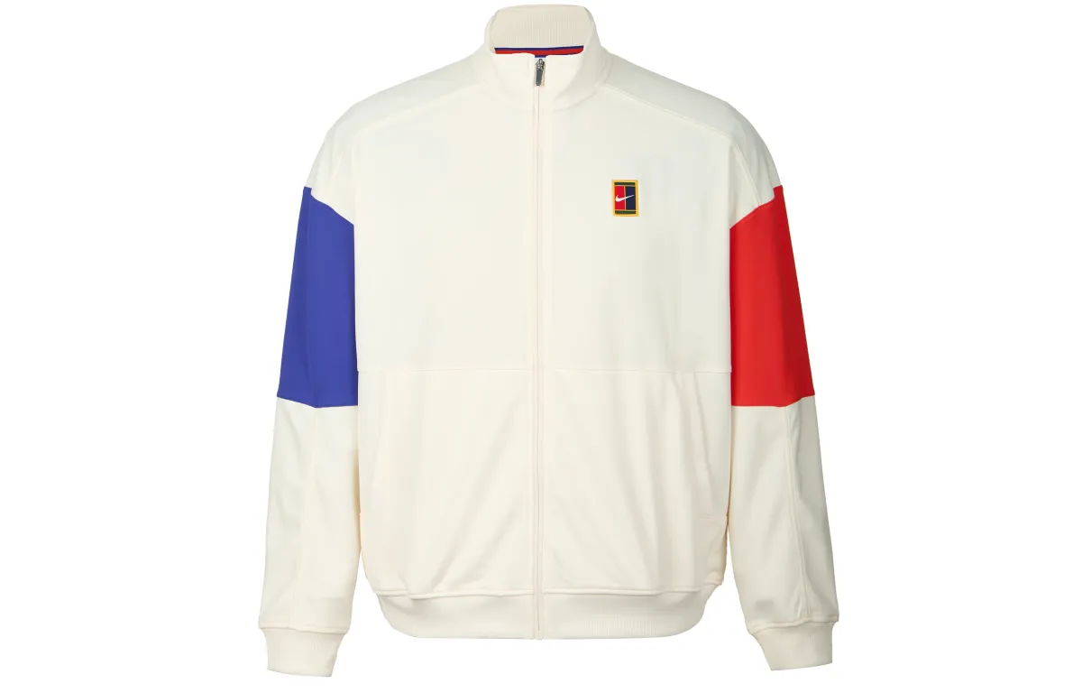 Nike COURT HERITAGE Jacket Men's Light Ivory White/Midnight Blue/Light Red