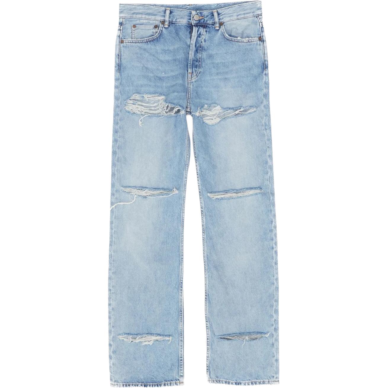 Женские штаны Acne Acne Studios SS26 Logo-Patch Distressed Jeans (голубые)