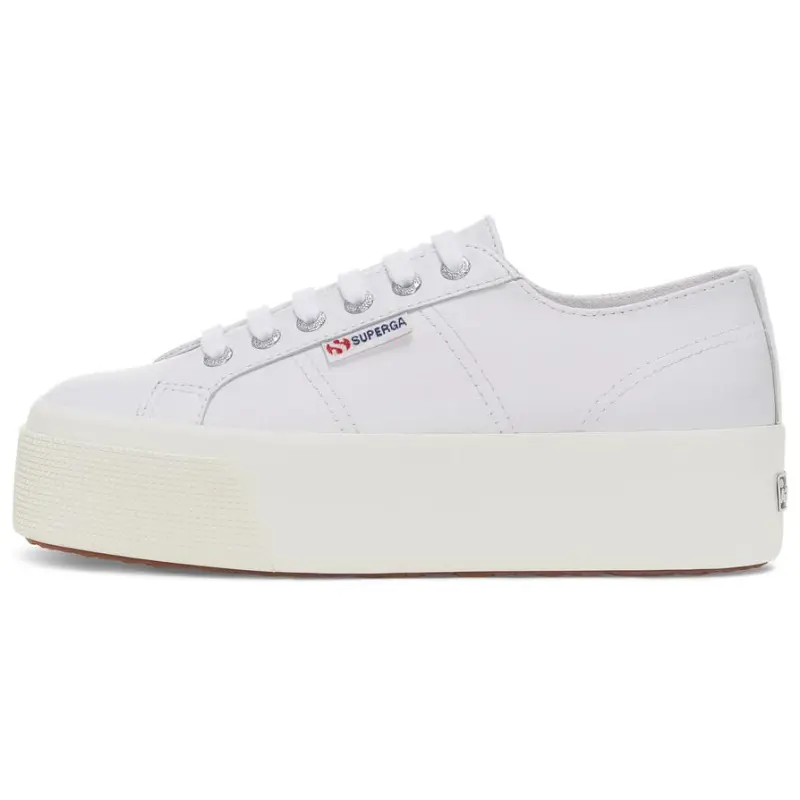 SUPERGA Leather Abrasion Resistant Low top Skateboard Shoes Women's White Silver