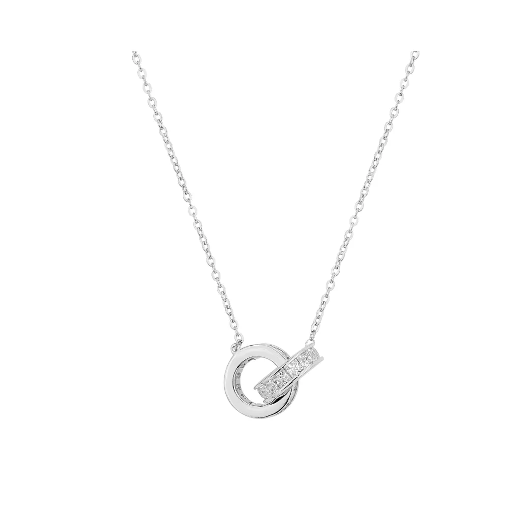 KEYS VIA 925 Sterling Silver, Synthetic Cubic Zirconia Alloy Collarbone Chain Pendant Necklace Women's
