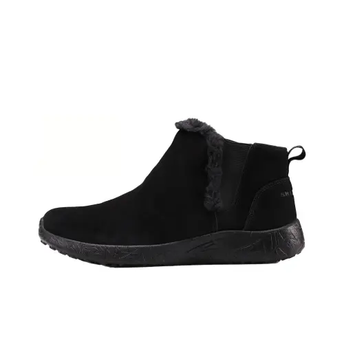 Skechers Burst Suede Thermal Fleece Lined Comfortable Ankle Length Snow Boots Women's Black