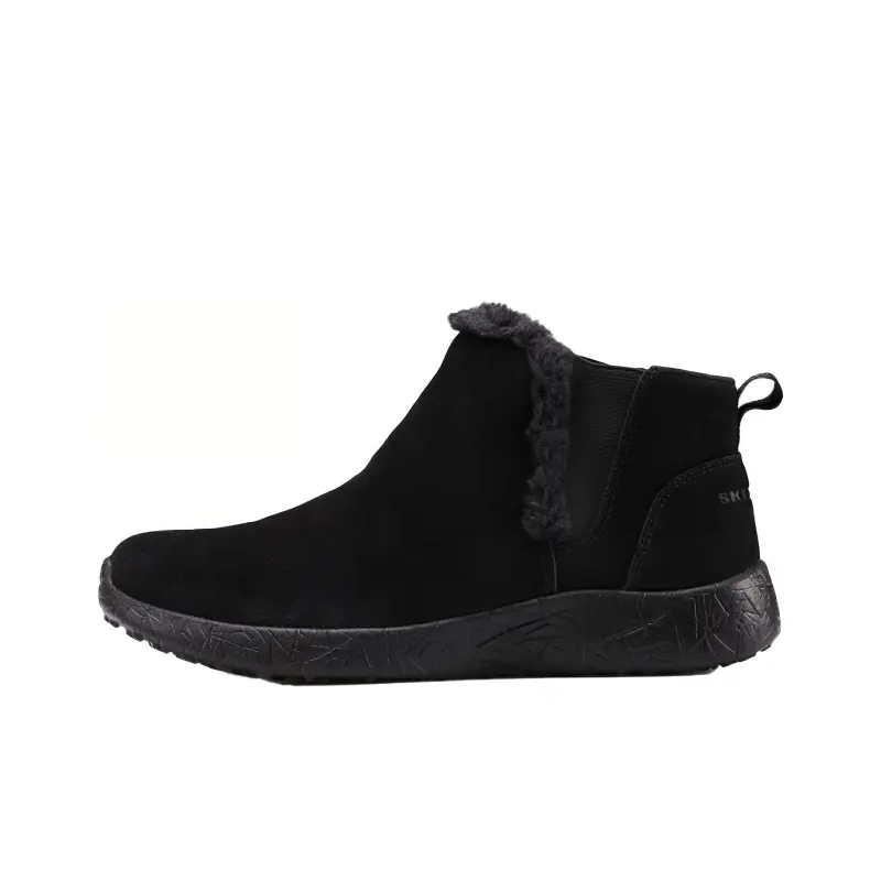 Skechers Burst Suede Thermal Fleece Lined Comfortable Ankle Length Snow Boots Women's Black