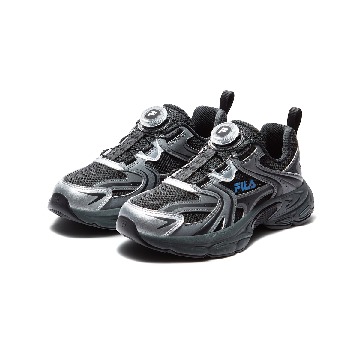 Детские кроссовки Fila KIDSHeritage-FHT 3/PEGASO 3 (бело-розовые) — 黑/太空银/紫 — фото 3