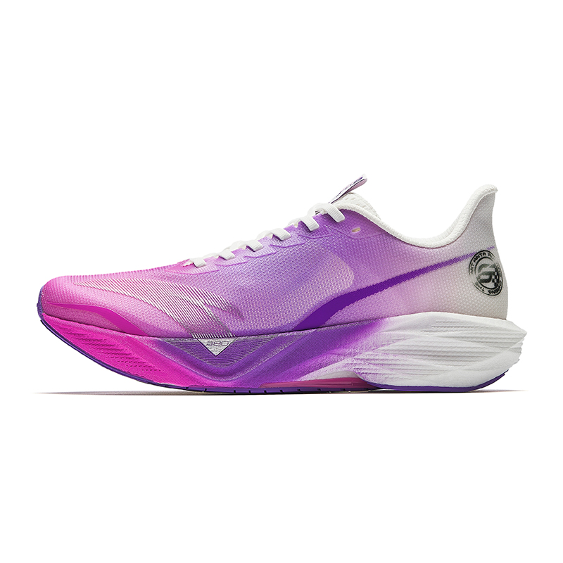 Anta Mach 6 Gradient Cushioning Sports Breathable Non-Slip Wear Resistant Leisure Training Fabric Low-top Running Shoes Men's Fluorescent Rose Purple Green/Grape Purple/Paper White