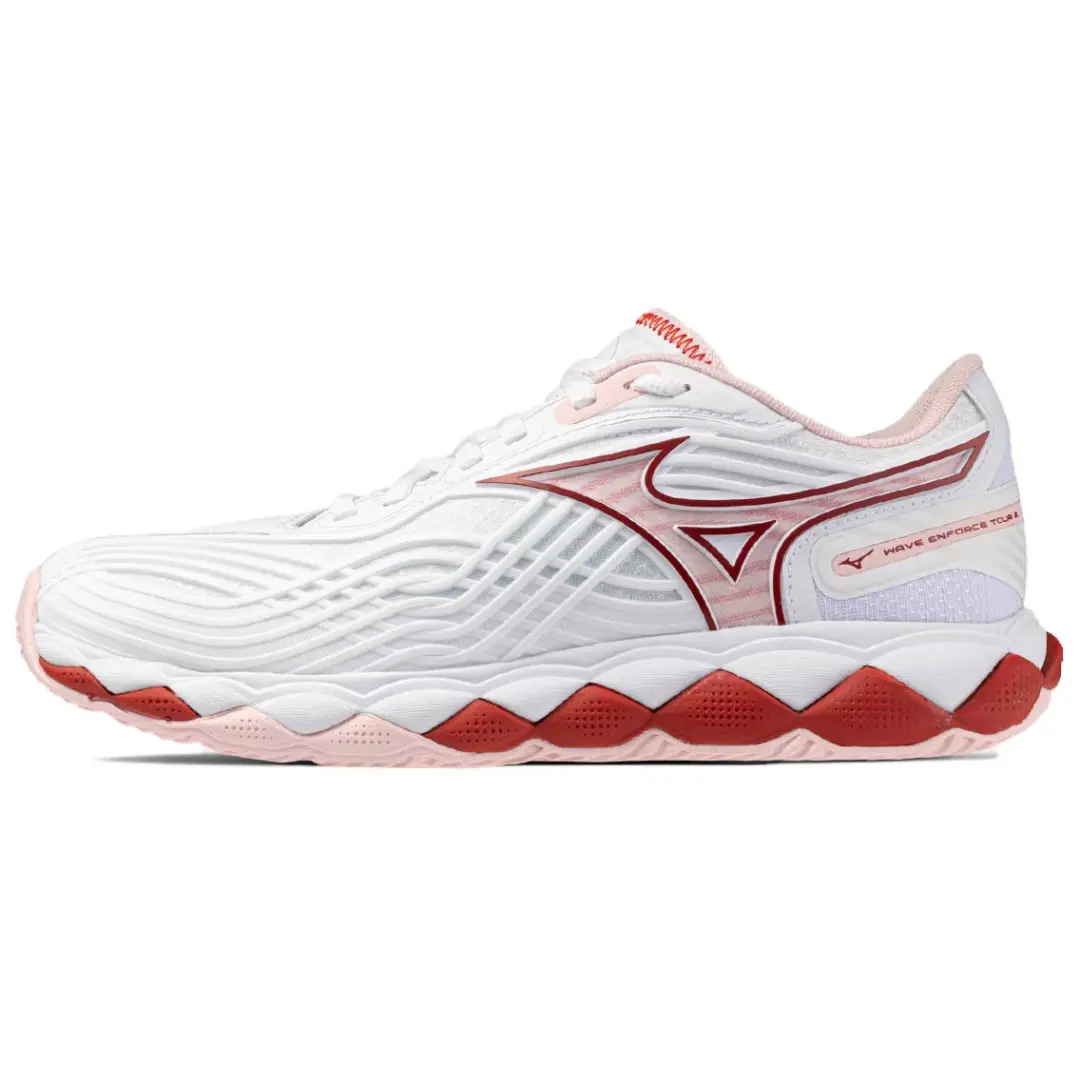 Mizuno WAVE ENFORCE TOUR 2 Megalodon Cushioning, Wear Resistant Low top Tennis Shoes Women's White/Pink