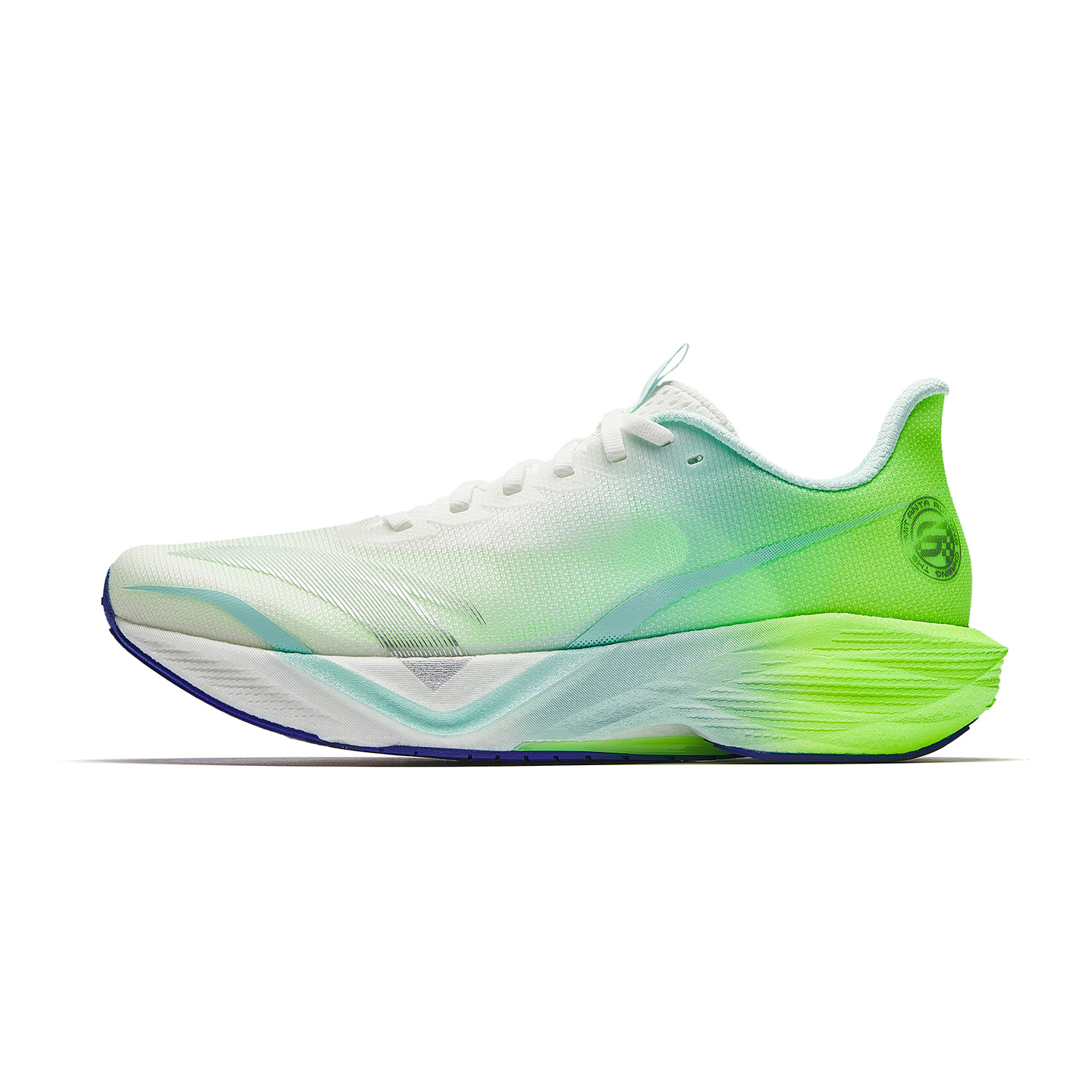 Anta Mach 6 professional cushioning racing low-top running shoes for men, papery white/icy blue/fluorescent green parrot color