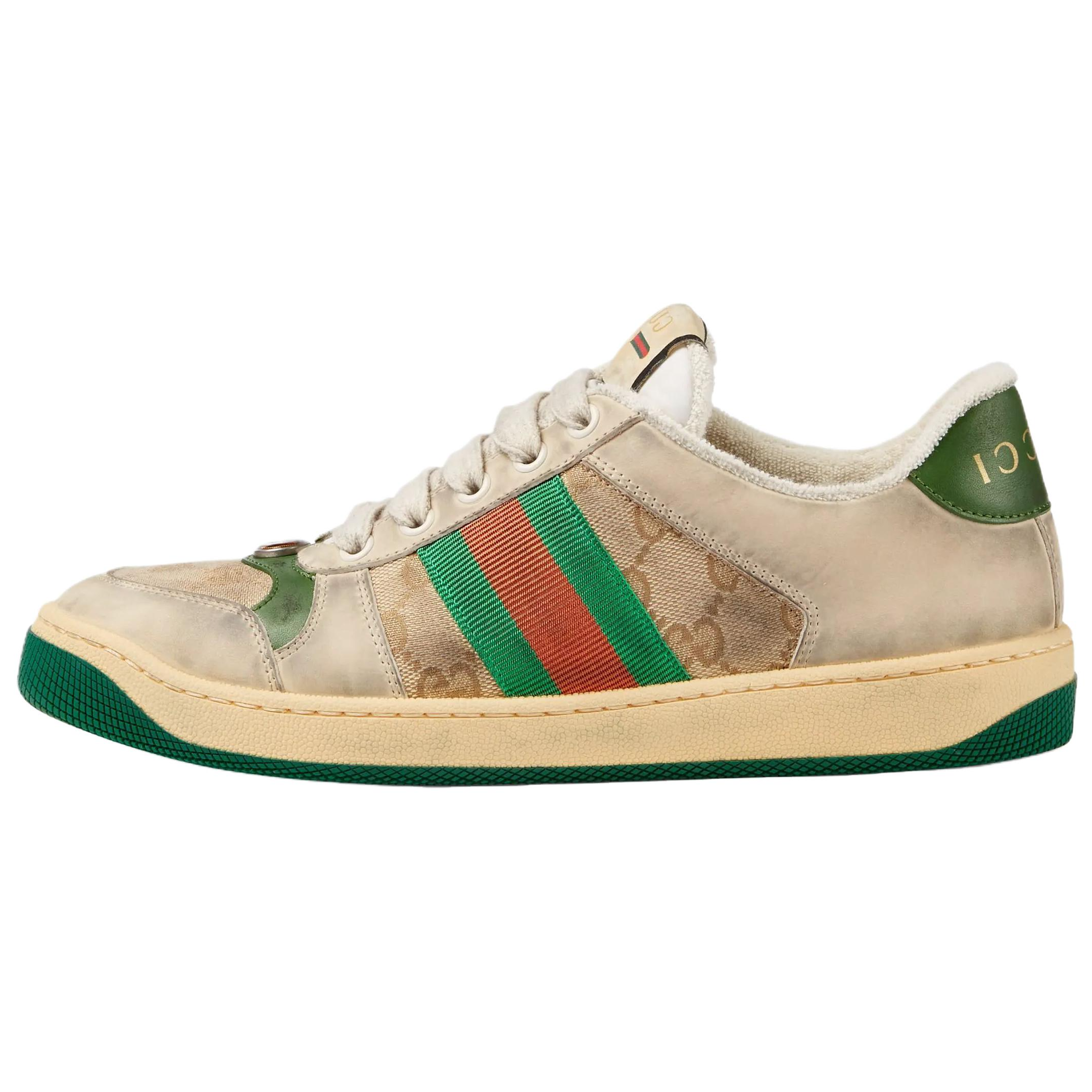 GUCCI Gucci Screener Dirty Shoes canvas gg Эмаль старая стиль популярный панель обувь женский зеленый