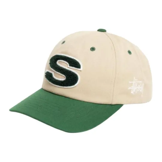 Stussy Cotton Twill Baseball Caps Unisex Sand/Khaki Green
