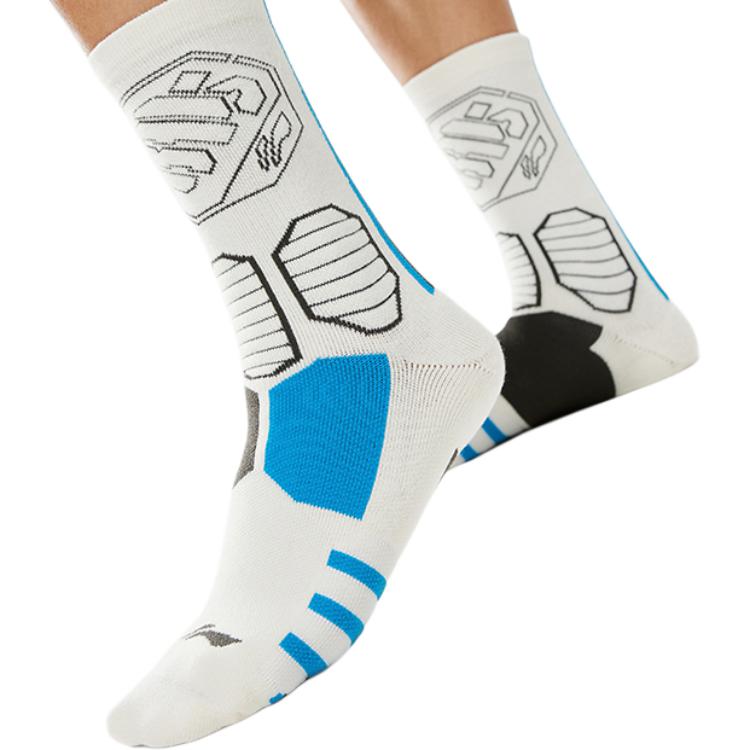 Li Ning BADFIVE Comfortable And Breathable Basketball Socks Unisex White