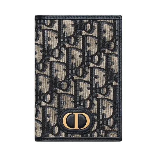 DIOR 30 Montaigne Cotton Passport Holder Unisex Blue