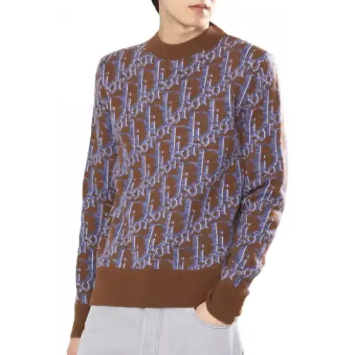 DIOR Sweaters Men's Brown Crew Neck Moderate