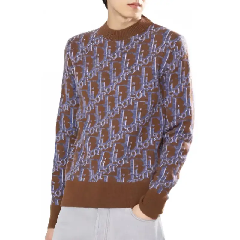 DIOR Sweaters Men's Brown Crew Neck Moderate