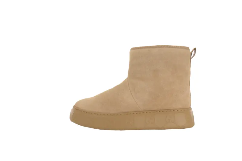 GUCCI Suede Short Snow Boots Women's Beige