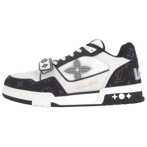 Louis Vuitton Trainer Low 'Velcro Strap - Black Monogram Denim'