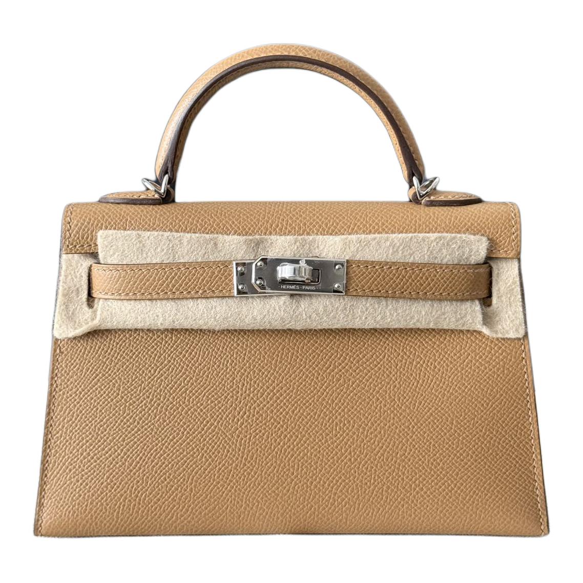 Женская сумка Hermes Mini Kelly 19 (бежевая)