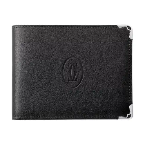 CARTIER Cow Leather Wallet Women's Black