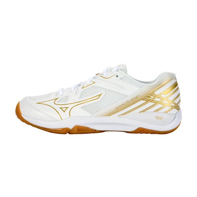 Mizuno WAVE SMASH CN Bulbul Slip Resistant, Abrasion Resistant, Breathable Low top Badminton Shoes Unisex White Gold