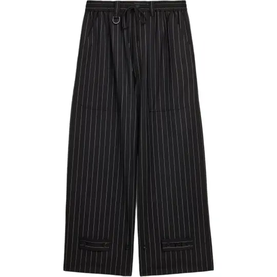 Y-3 Спортивный костюм из изысканной шерсти с широкими штанинами, свободные повседневные брюки в полоску для мужчин