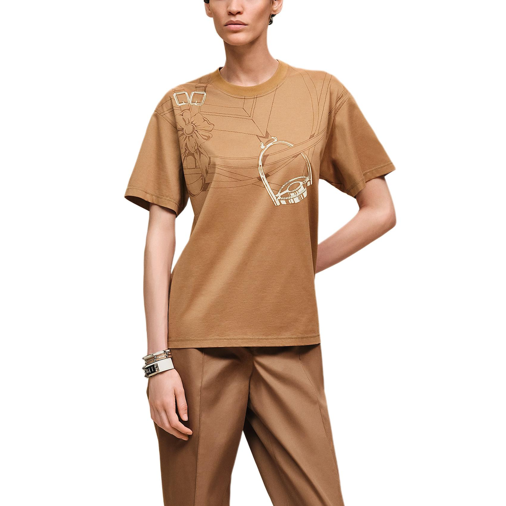 Женская футболка Hermes SS26 (белая с принтом)