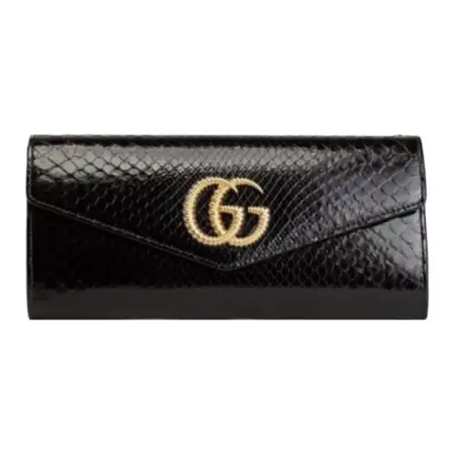 GUCCI Marmont Leather Clutch Women's Black