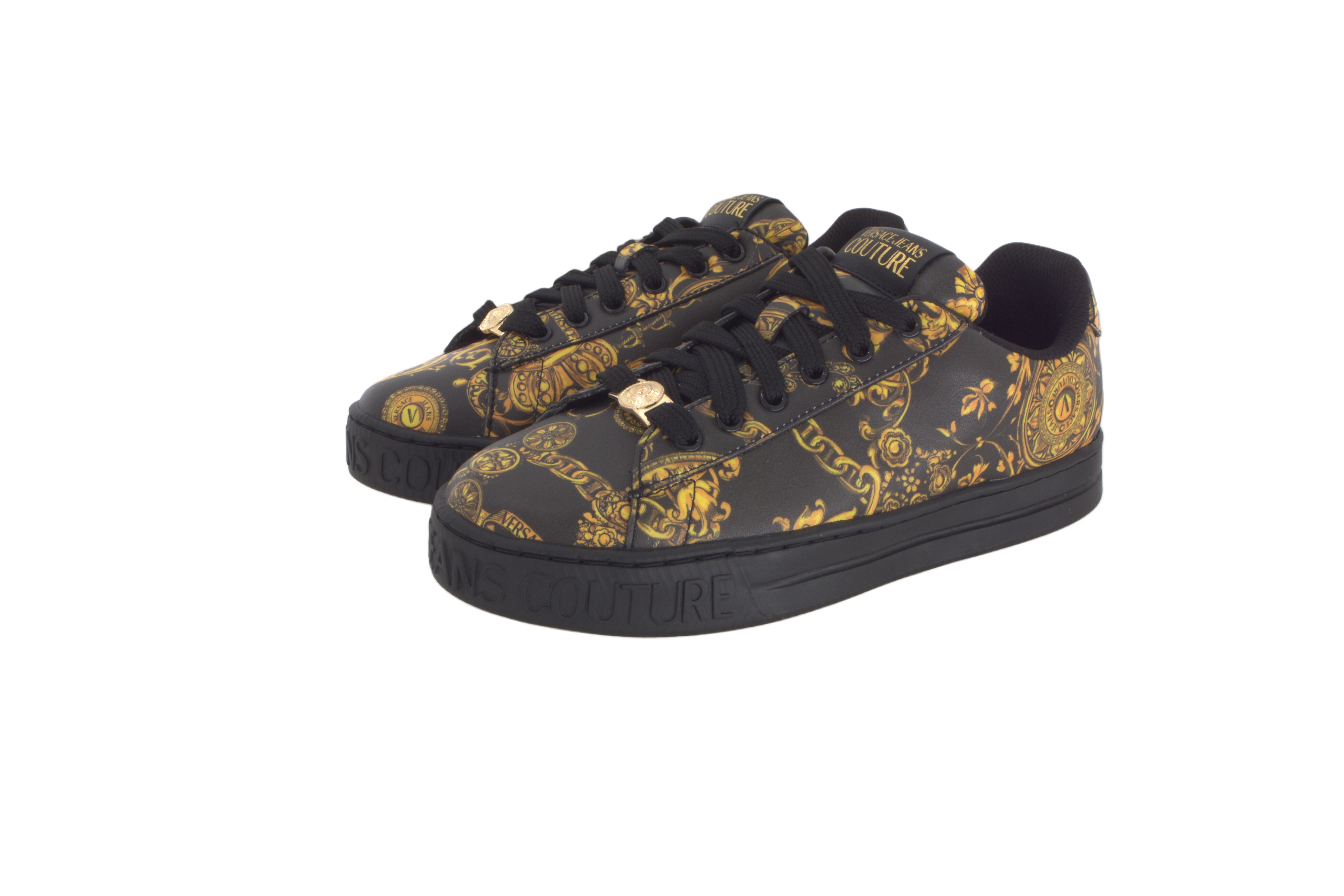 VERSACE Court 88 "Baroque Print" Sneakers Black Gold Women's’s