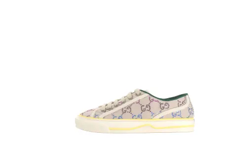 GUCCI Tennis 1977 Stylish Skateboarding Shoes Women's Silver White