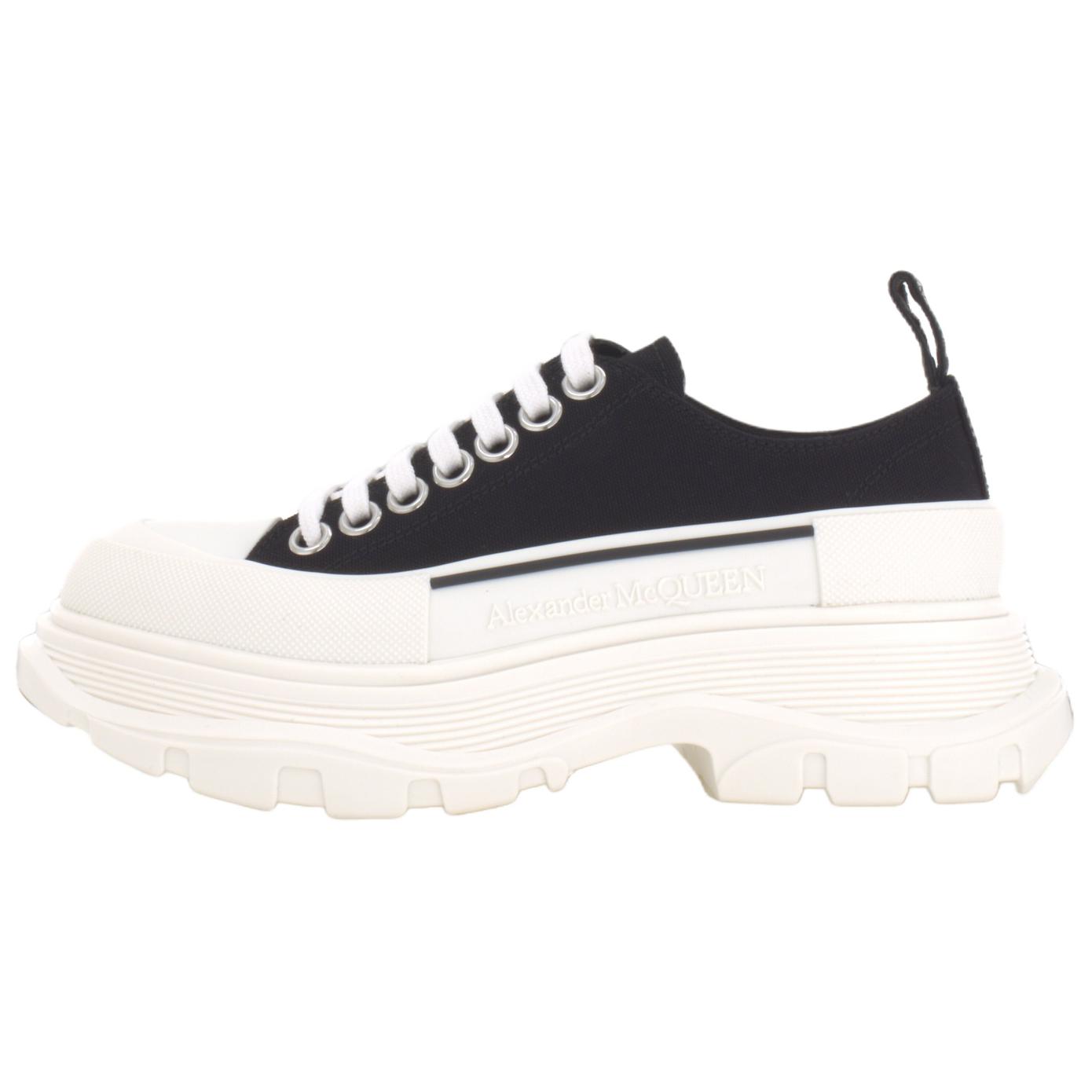 Alexander McQueen Интерьер Alexander McQueen Tread Slick Simple Простой со шнурками Носить -устойчивый низкий берцы женский белый черный