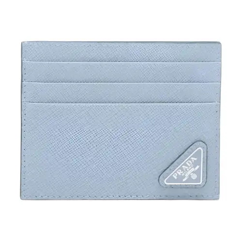 PRADA Saffiano Leather Card Holder Card Holder Men's Blue
