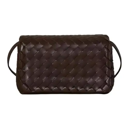 Bottega Veneta Lambskin Messenger Bag, Shoulder Bag Women's Dark Coffee