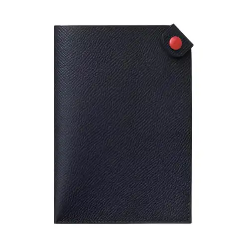 HERMES Tarmac Epsom Calfskin Passport Holder Women's Indigo & Orange & Red